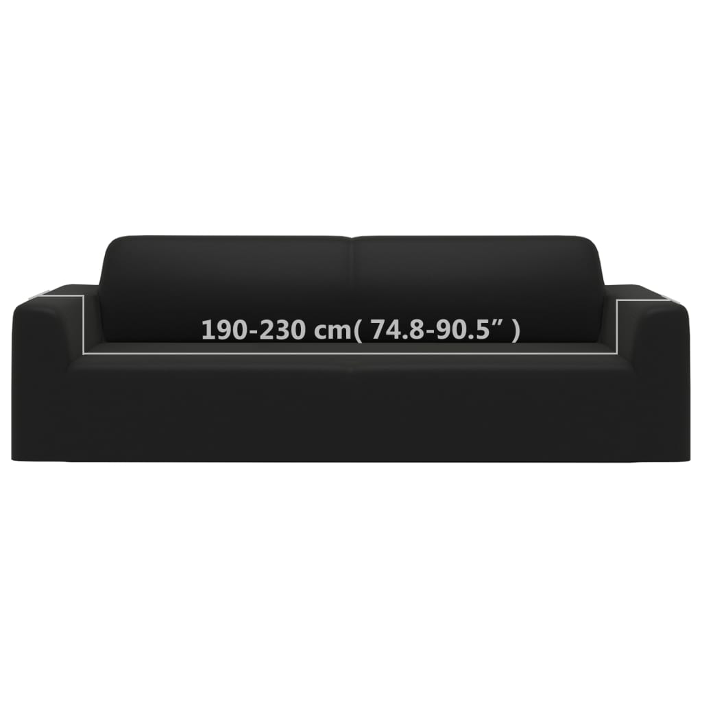 3-Seater Stretch Couch Slipcover Black Polyester Jersey